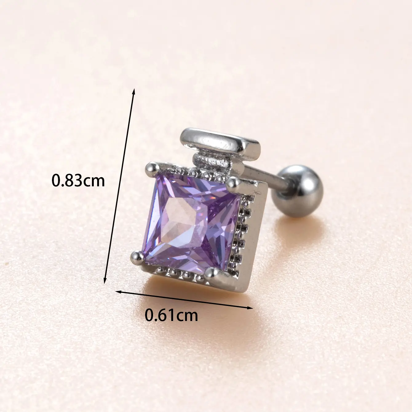 1 Piece Simple Series Classic Square Titanium Steel   Gold Color Material Zircon Women's Stud Earrings h5 